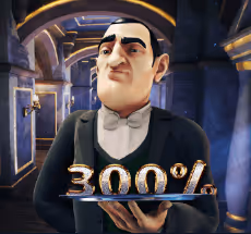 24 VIP Casino: Man with 300% Tray