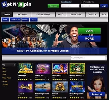 BetnSpin Casino homepage