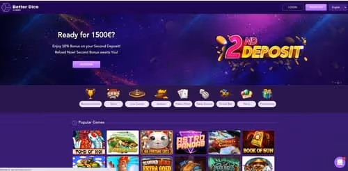 BetterDice Casino website homepage