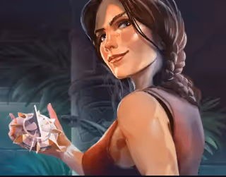 Animated woman holding a geometric object