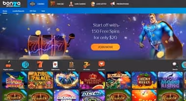 Bonza Spins Casino homepage