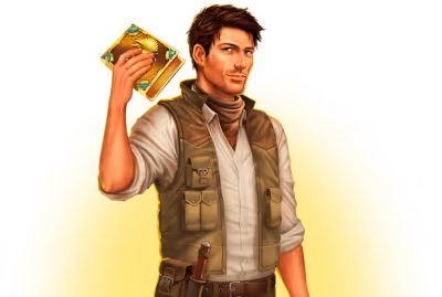 Man holding a golden book