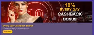 Casino Purple 10% Cashback Bonus Available Daily