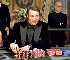 Mads Mikkelsen as Le Chiffre in 'Casino Royale' at a poker table