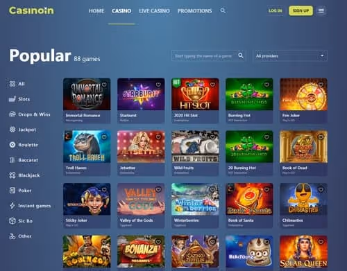 Casinoin Casino website homepage