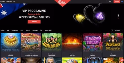 Cobra Casino VIP program and game selection