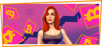 Woman with red hair and Bitcoin symbols