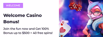 foxyplay casino welcome bonus: 100% up to $500 + 40 free spins