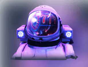 Astronaut helmet reflecting casino elements