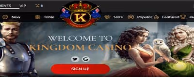 Kingdom Casino Welcome page