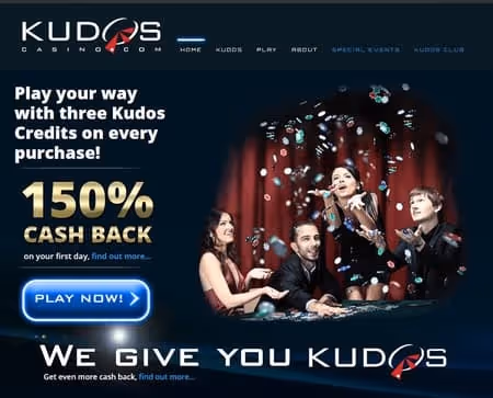 Kudos Casino homepage