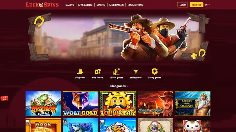 Luck of Spins Casino homepage