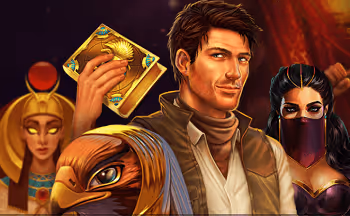 Man with book, Egyptian figures