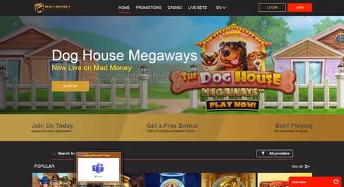 Mad Money Casino homepage