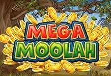 Mega Moolah slot game logo with gold coins