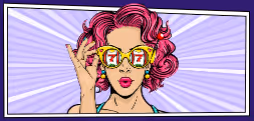 Ohmyzino Casino: Pop art woman with glasses