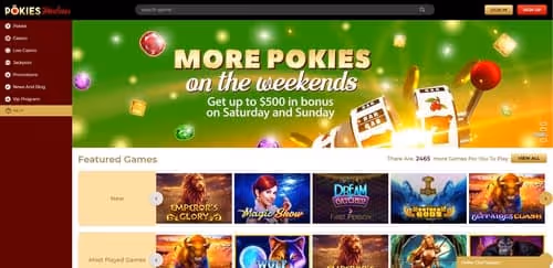Pokies Parlour Casino Homepage