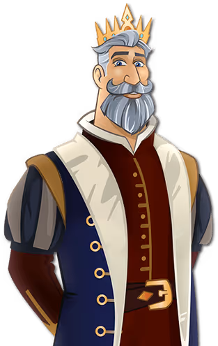 Cartoon king with a crown and beard