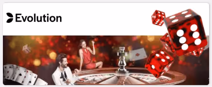 Evolution logo with a live casino roulette scene