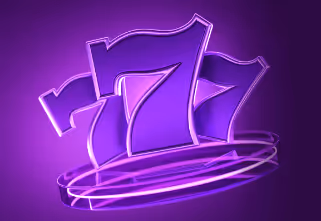 Three purple glowing number sevens
