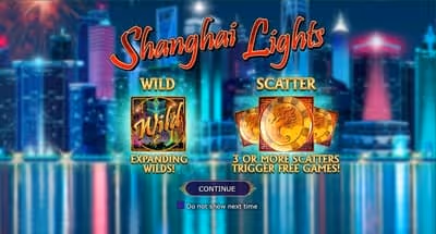 Shanghai Lights Slots: Wild and Scatter symbols.