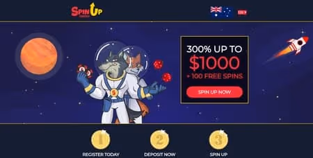 Spin Up Casino landing page