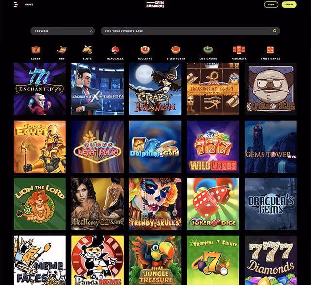 Spin Samurai Casino online games