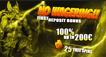 Thor Casino: First Deposit Bonus: 100% up to 200€ + 25 Free Spins