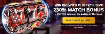 True Blue Casino: Match Bonus 230% + 35 Free Spins