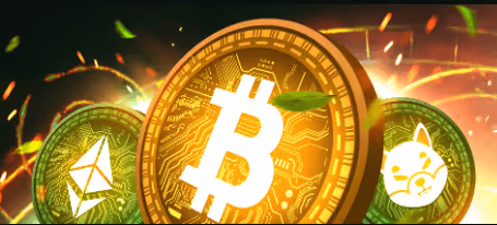 Bitcoin, Ethereum, and Dogecoin cryptocurrency coins