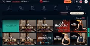 Vesper Casino live dealer games