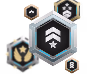 Four hexagonal rank badges
