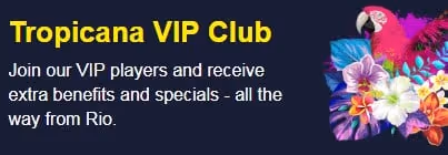 Tropicana VIP Club invitation with a colorful parrot and flowers