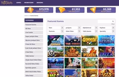 VIP Slots Casino game lobby