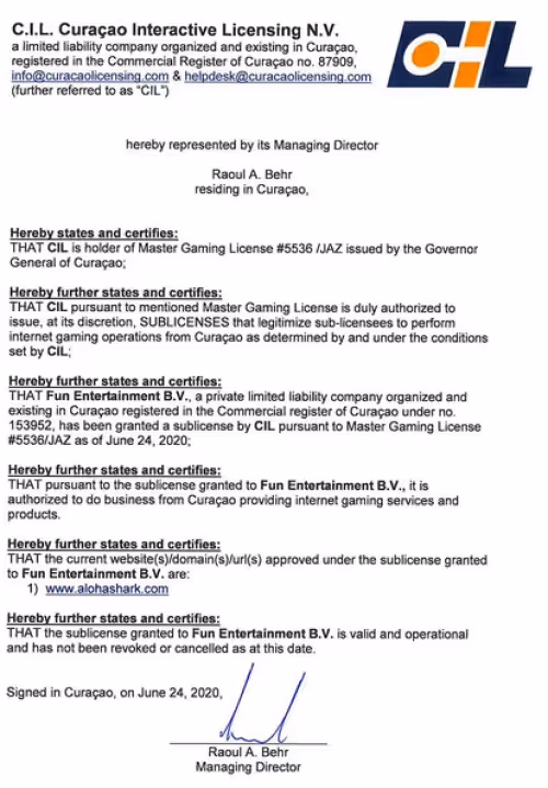 alohashark lisence 2