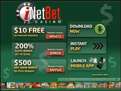 iNetBet Casino Landing Page