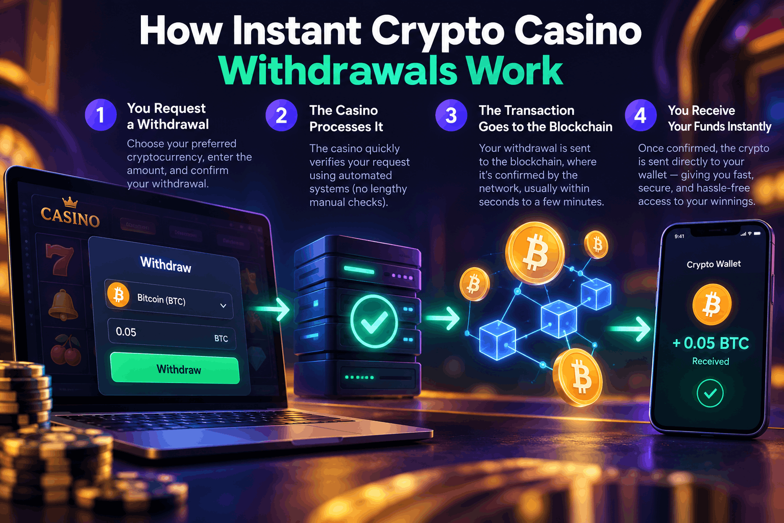 how instant crypto withdrawals work?