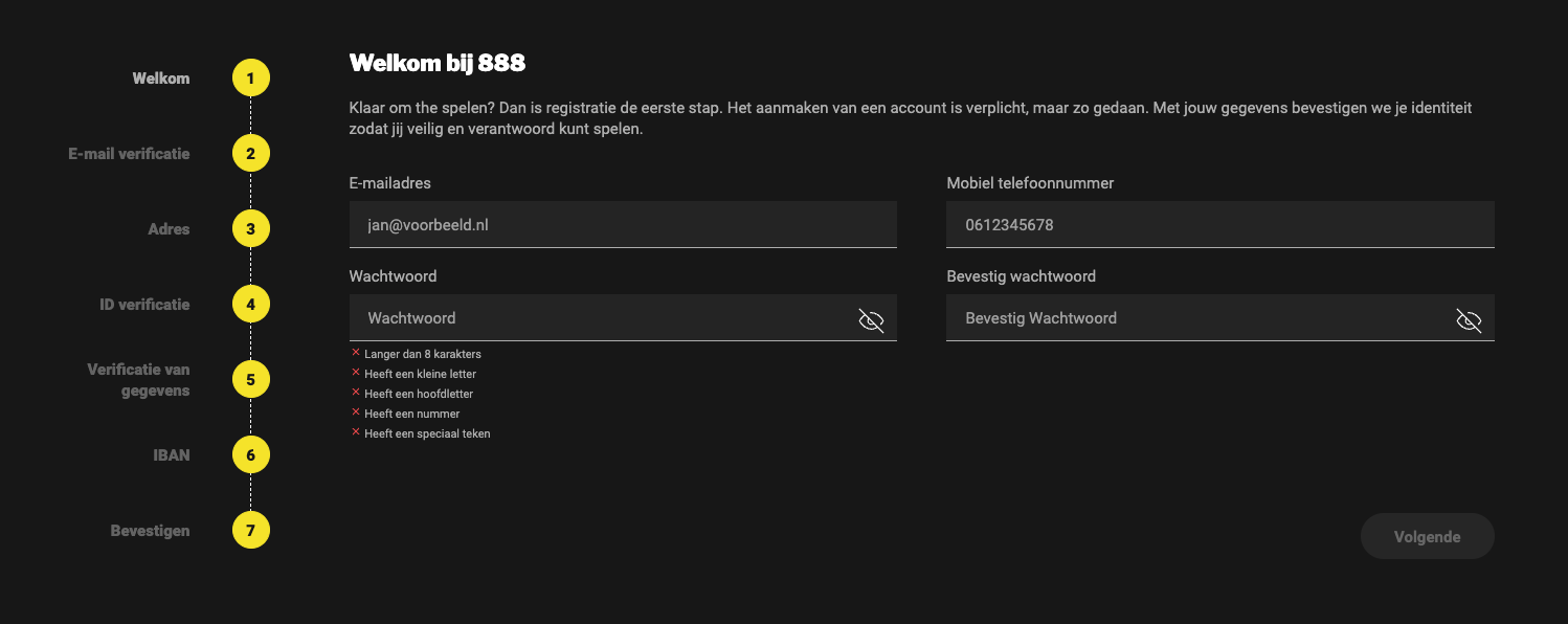 888 casino registration