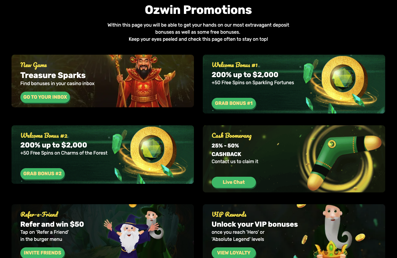 ozwin casino promotions